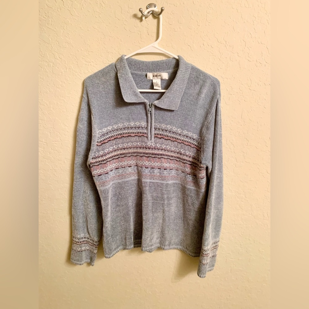 Vintage Chenille Knit Fair Isle Sweater